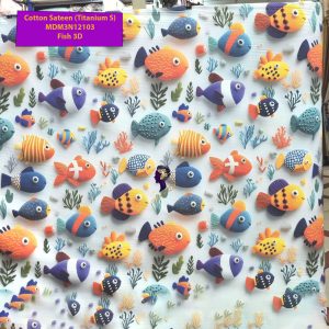 Set Sprei, Bedcover dan Quilt Cover Cotton Sateen Fish 3D-Titanium S.