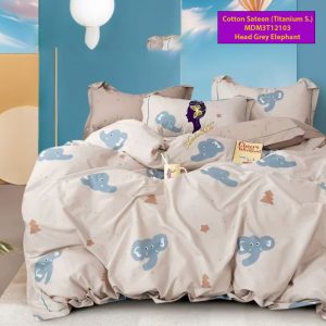 Set Sprei, Bedcover dan Quilt Cover Cotton Sateen Head Grey Elephant-Titanium S.