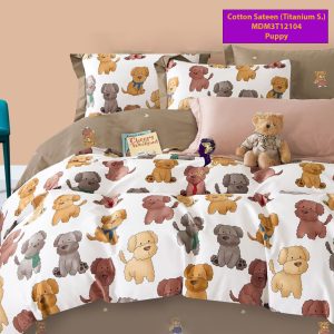 Set Sprei, Bedcover dan Quilt Cover Cotton Sateen Puppy-Titanium S.