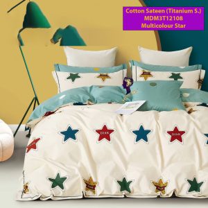 Set Sprei, Bedcover dan Quilt Cover Cotton Sateen Multicolour Star Titanium S.