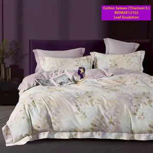 Set Sprei, Bedcover dan Quilt Cover Cotton Sateen Leaf Gradation Titanium S.
