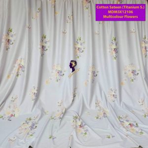 Set Sprei, Bedcover dan Quilt Cover Cotton Sateen Multicolour Flowers Titanium S.