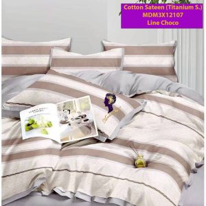 Set Sprei, Bedcover dan Quilt Cover Cotton Sateen Line Choco Titanium S.