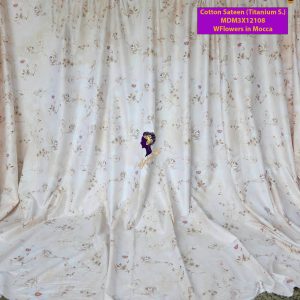 Set Sprei, Bedcover dan Quilt Cover Cotton Sateen White Flower in Choco Titanium S.