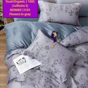Madamel Set Sprei, Bedcover and Quiltcover Flowers in Grey-Solitaire S.