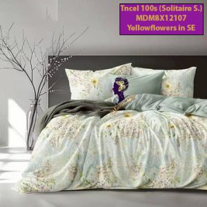 Madamel Set Sprei, Bedcover and Quiltcover Yellowflowers in SE-Solitaire S.