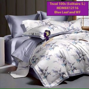 Madamel Set Sprei, Bedcover and Quiltcover Blue Leaf and WF-Solitaire S.