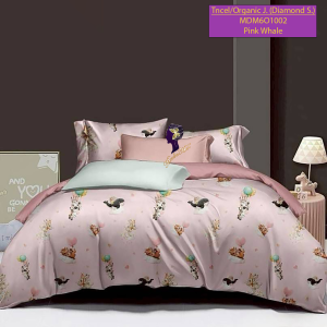 Madamel Set Sprei, Bedcover and Quiltcover Tencel 60s Pink Whale-Diamond Series