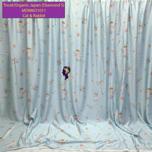 Madamel Set Sprei, Bedcover and Quiltcover Tncel/Organic Japan 60s Cat Rabbit-Diamond Series