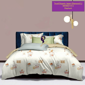Madamel Set Sprei, Bedcover and Quiltcover Tncel/Organic Japan 60s Elephant-Diamond Series