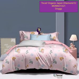 Madamel Set Sprei, Bedcover and Quiltcover Tncel/Organic Japan 60s Doggy-Diamond Series