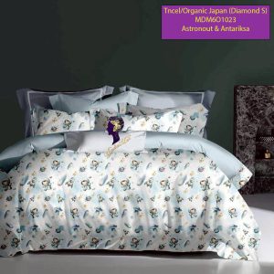 Madamel Set Sprei, Bedcover and Quiltcover Tncel/Organic Japan 60s Astronout and Rocket-Diamond Series