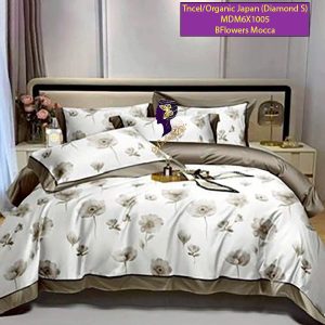 Madamel Set Sprei, Bedcover and Quiltcover Tncel/Organic Japan 60s B Flowers Mocca-Diamond Series