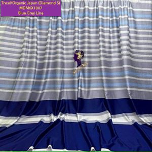 Madamel Set Sprei, Bedcover and Quiltcover Tncel/Organic Japan 60s Blue Grey Line-Diamond Series