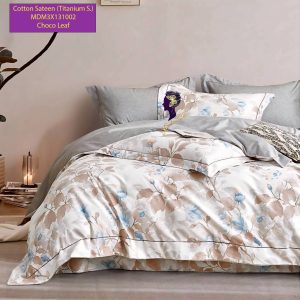 Set Sprei, Bedcover dan Quilt Cover Cotton Sateen Choco Leaf Titanium S.