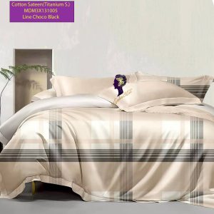 Set Sprei, Bedcover dan Quilt Cover Cotton Sateen Line Choco Black Titanium S