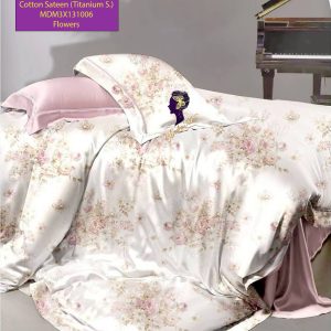 Set Sprei, Bedcover dan Quilt Cover Cotton Sateen Flowers Titanium S