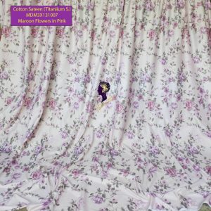 Set Sprei, Bedcover dan Quilt Cover Cotton Sateen Maroon Flowers Titanium S